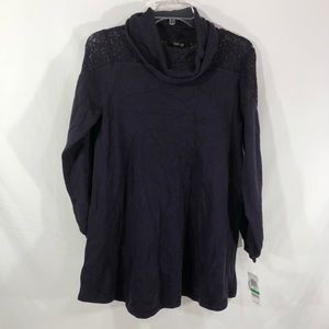 Style & Co Petite Cowl Neck Lace Sweater PL